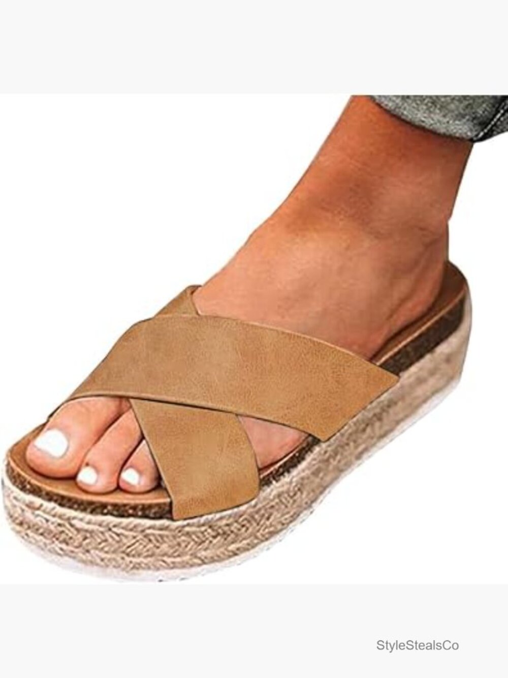 Wide Foot Platform Sandals with Cushioned Footbed Open Toe Wedges Slides